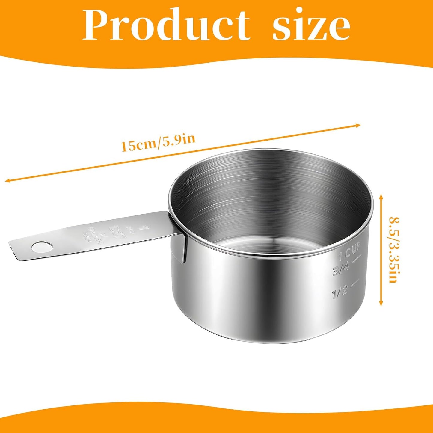 Taza medidora acero inox 8oz con cuchara metal resistente