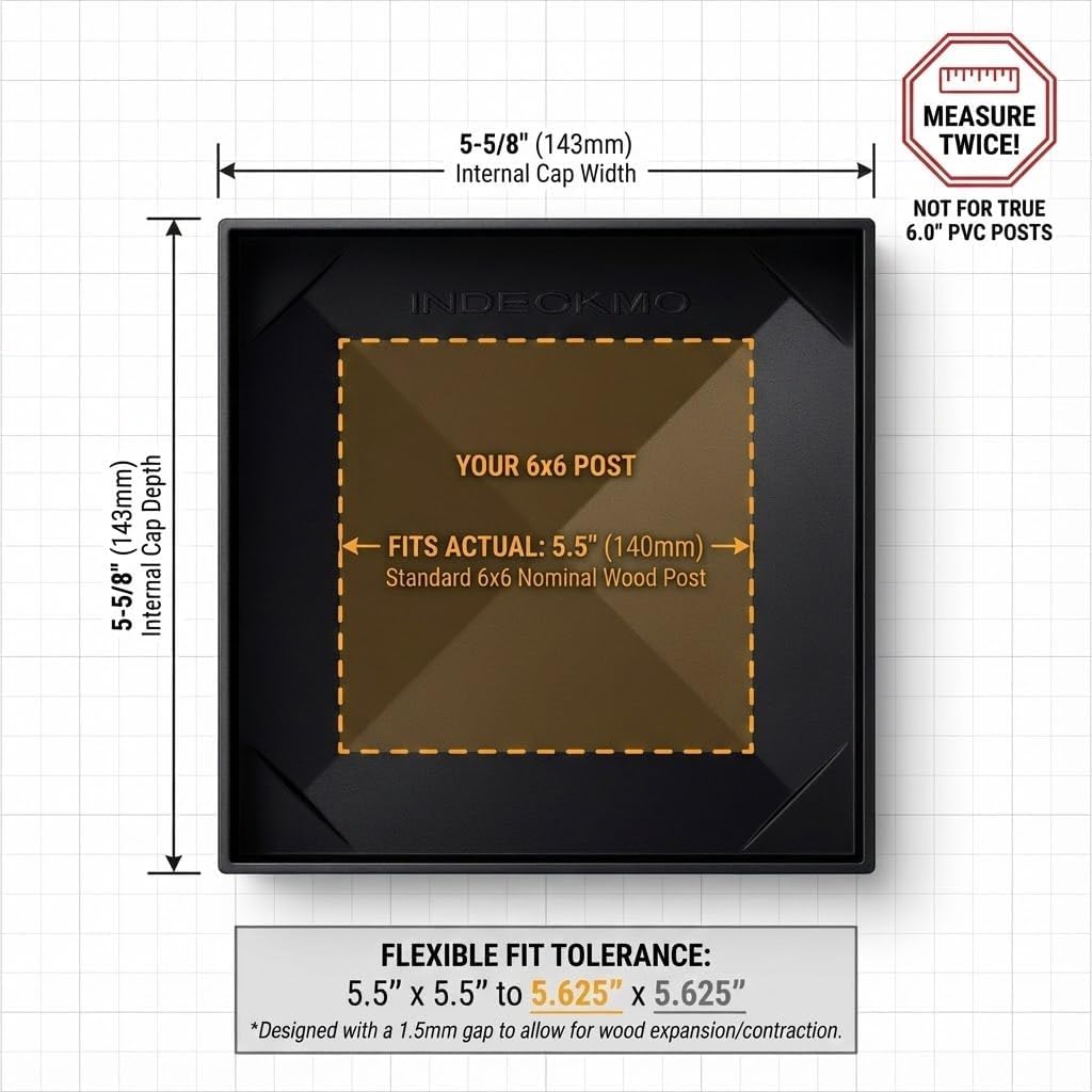 Tapas postes 6x6 pulg aluminio negro mate estilo pirámide