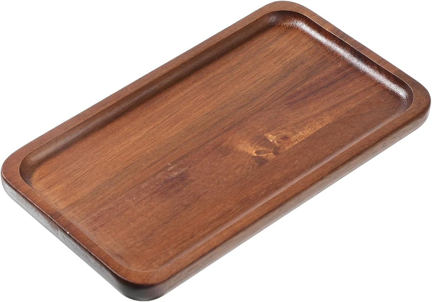 Bandeja rectangular de madera de acacia para servir galletas, aperitivos, queso, té y café