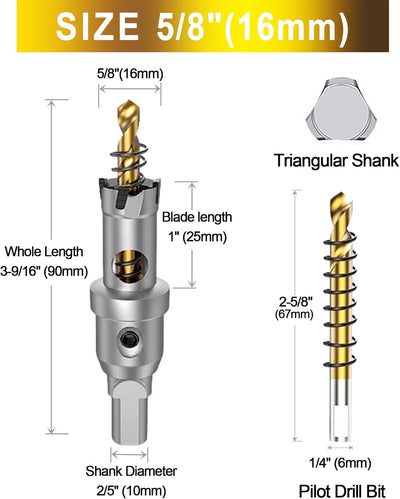 Set 2 Sierras Perforadoras TCT 5/8pulg Acero Inox