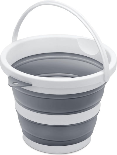 Cubo plegable 5L sin BPA para hogar y uso al aire libre gris