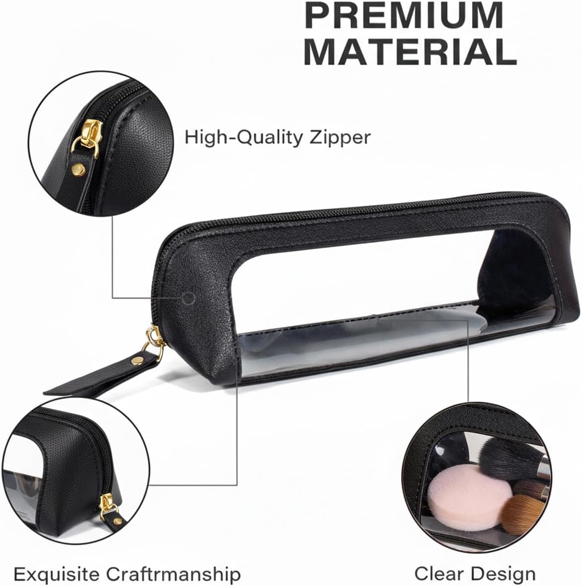 Bolsa organizadora transparente para brochas y labial