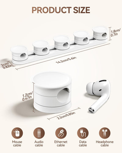 Clips magnéticos ajustables 5en1 organizador cables