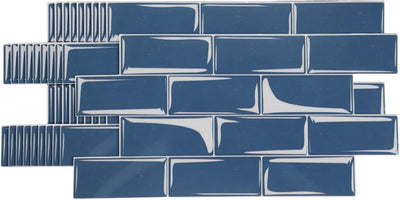10 Azulejos Autoadhesivos Textura Mable 3D 9.4x4.7pulg Azul Marino