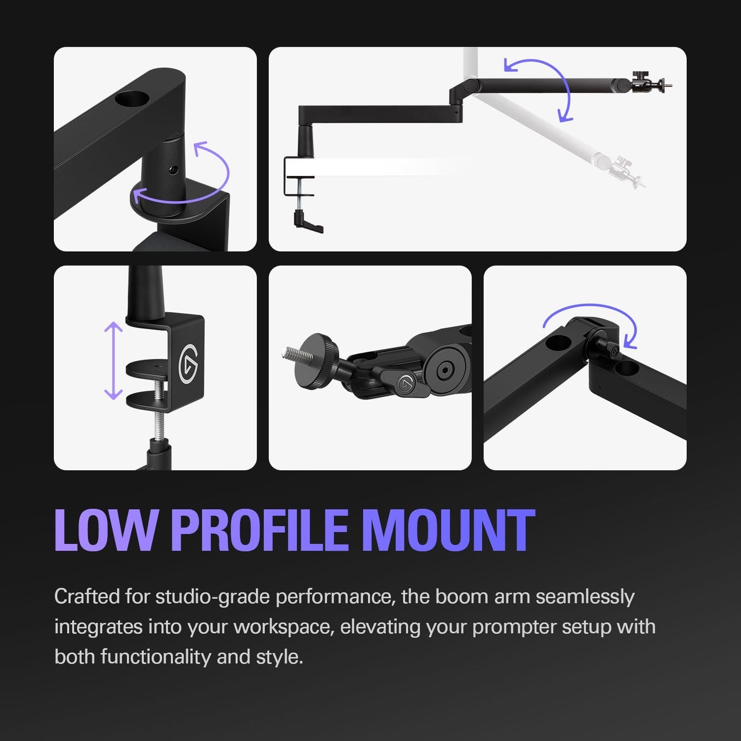 Teleprompter brazo bajo ajustable para DSLR y Mac/PC