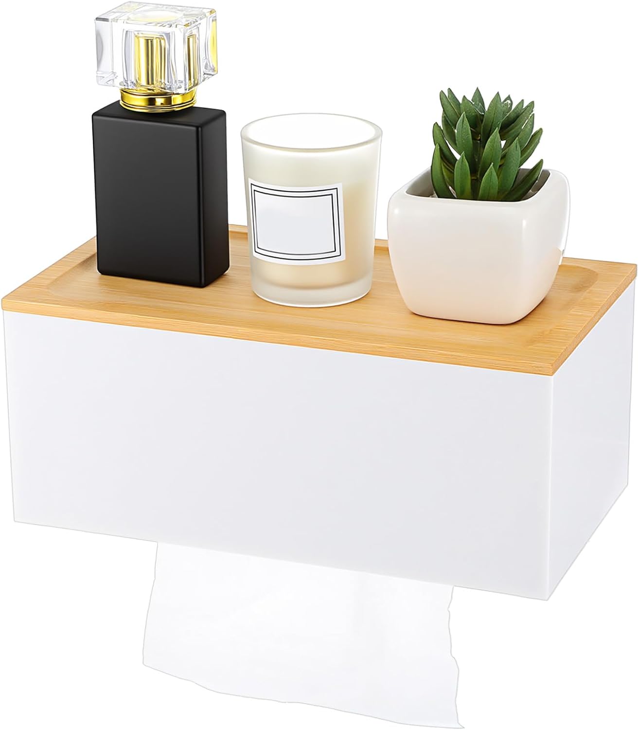 Dispensador de toallas de bambú para pared con tapa plegable