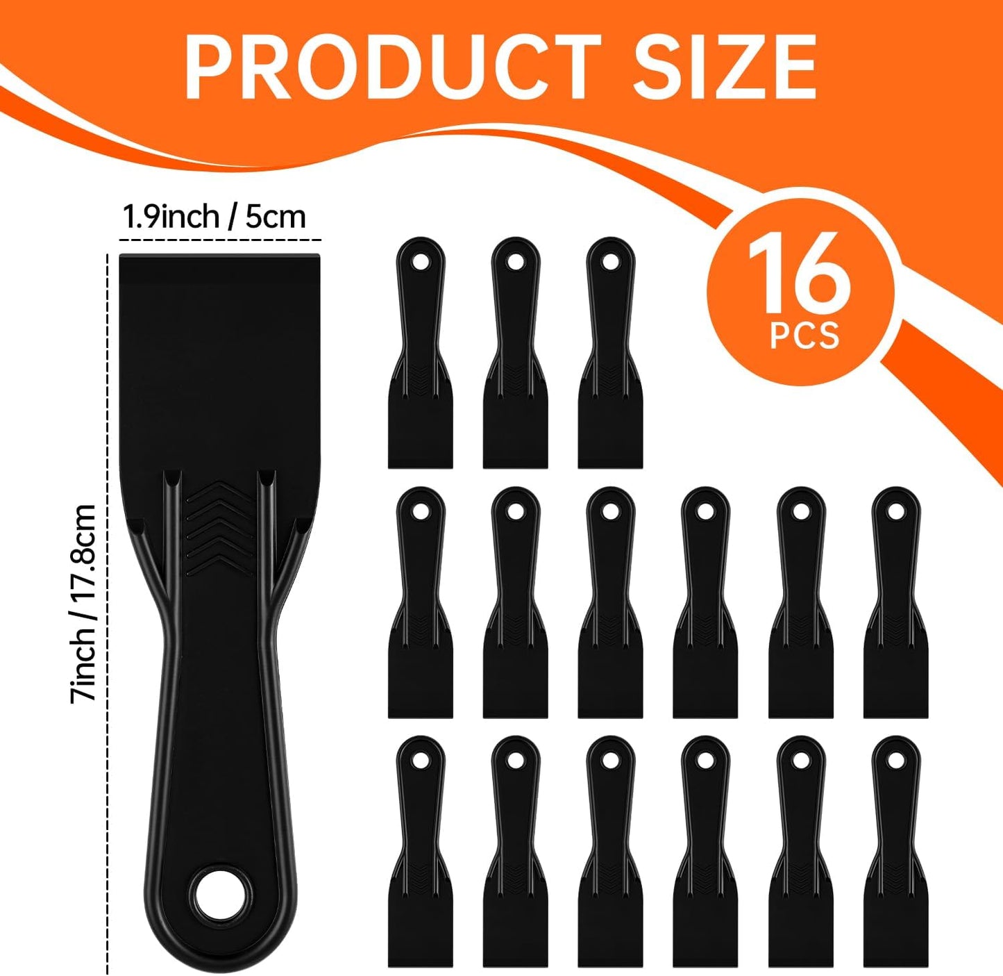 16 Cuchillos Masilla Plástico Espátula 2pulg Negro Reparar Paredes