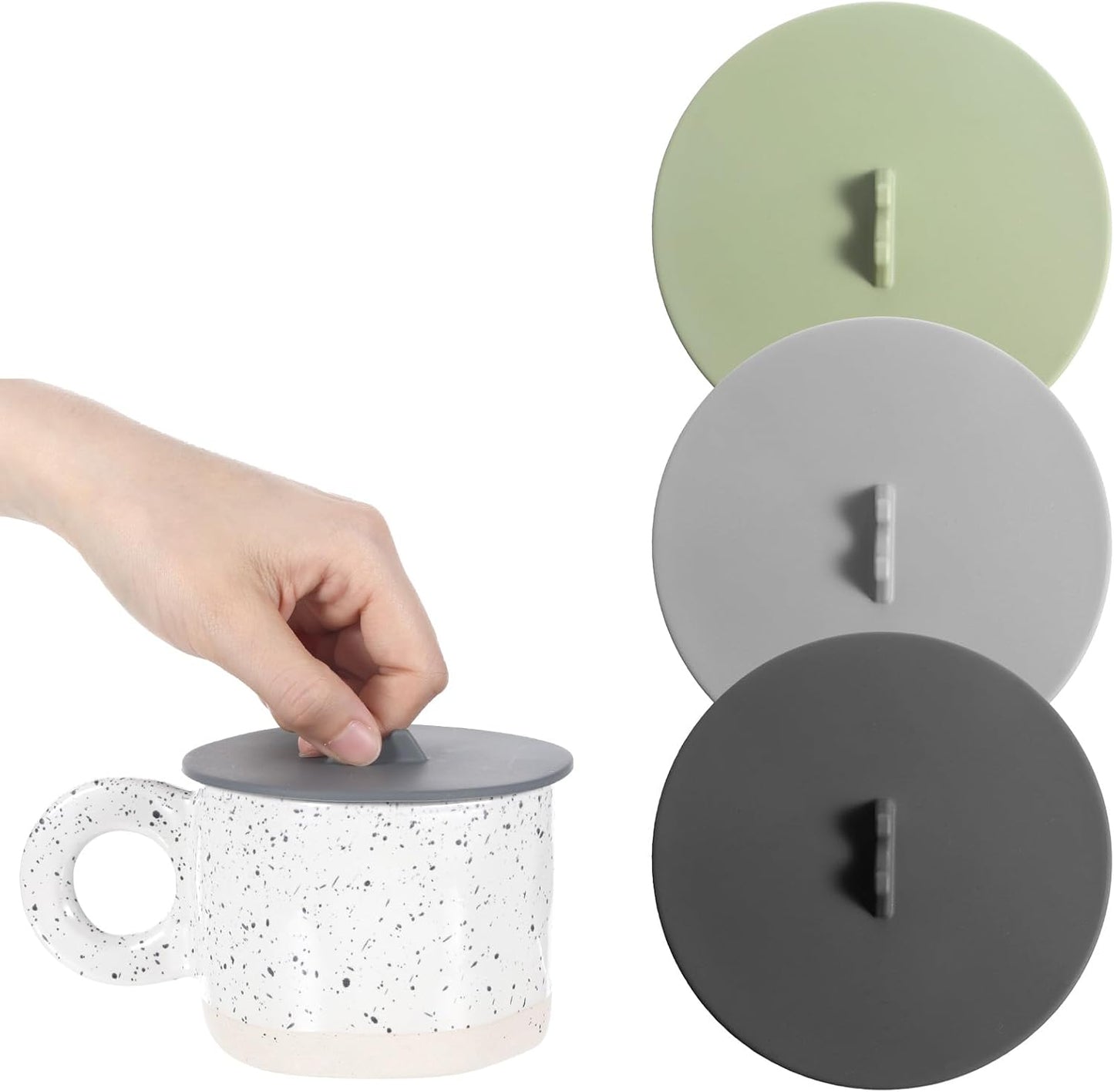 3 Tapas Silicona Tazas Cafés Reutilizables Negro Verde