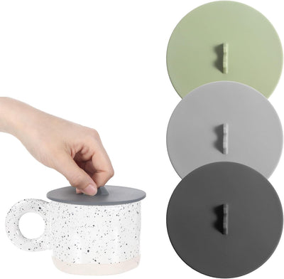 3 Tapas Silicona Tazas Cafés Reutilizables Negro Verde