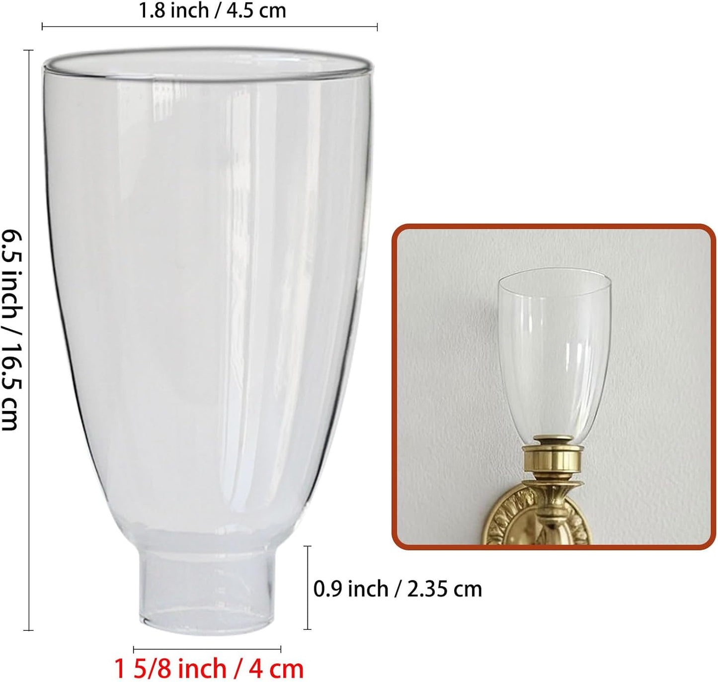 Pantalla Vidrio Transparente 1.625x6.5pulg Estilo Colonial