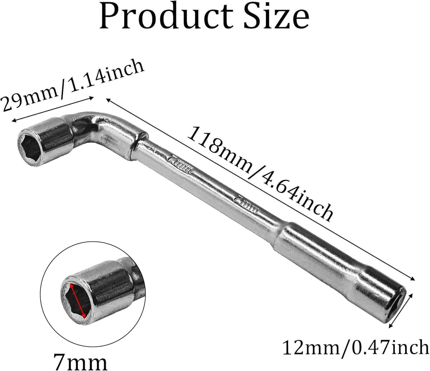 Llave hexagonal L métrica 0.276pulg Cr-V cromada doble cabeza