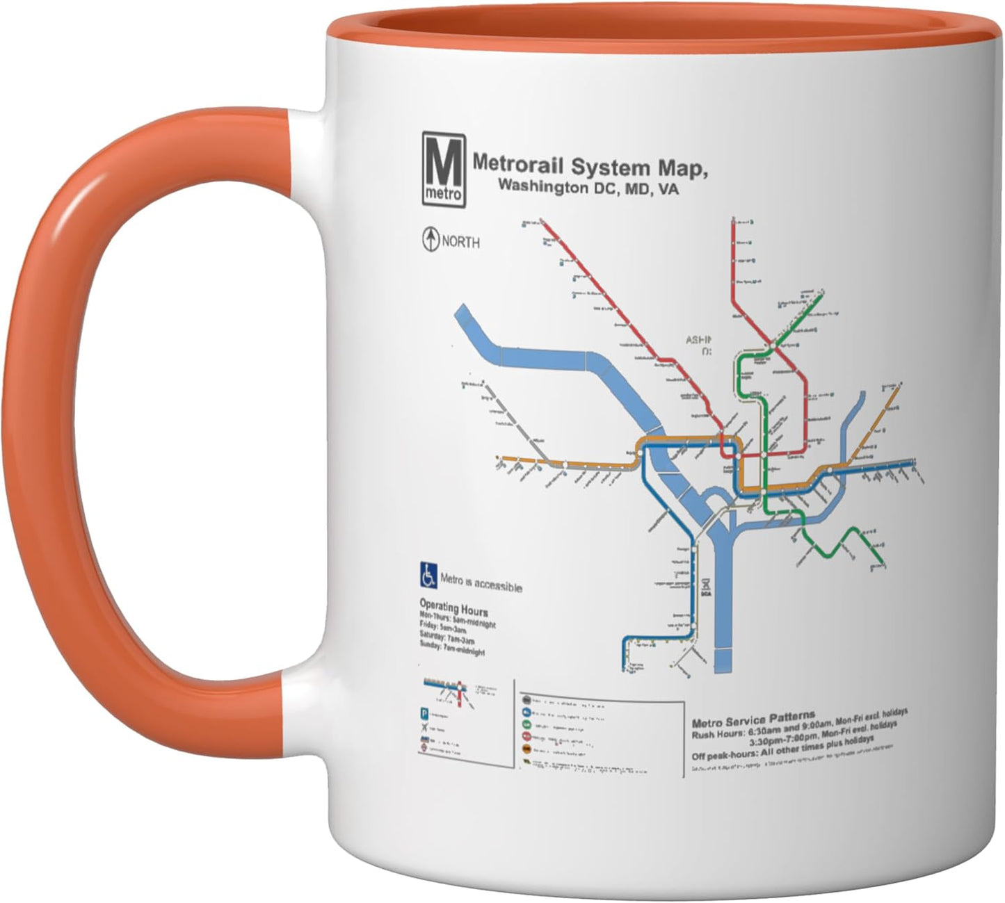Taza cerámica Metro Map Washington DC naranja/blanca