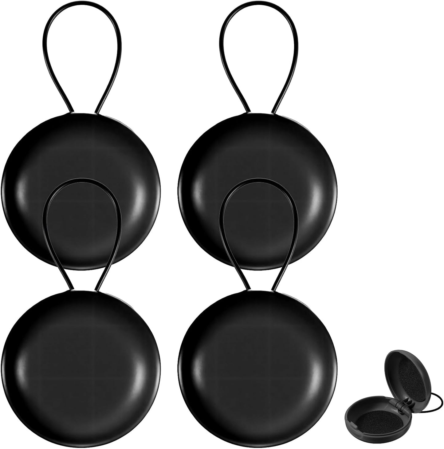 4 Fundas tapones oído portátiles redondas con cordón negro