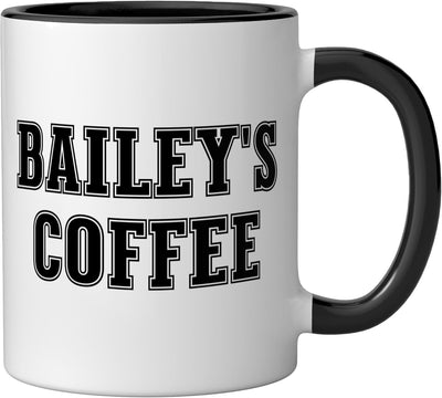 Taza de cerámica personalizada Bailey's Coffee color negro y blanco