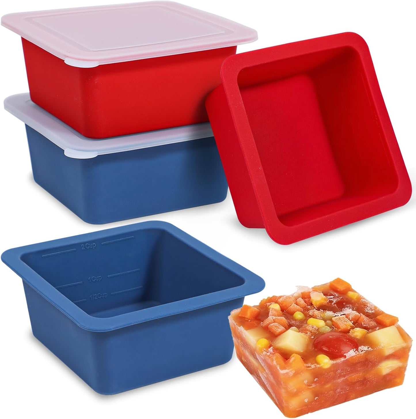Bandejas de silicona para congelador con tapas juego de 4 moldes
