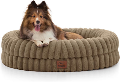 Cama perro mediano sofá piel sintética rayas funda lavable