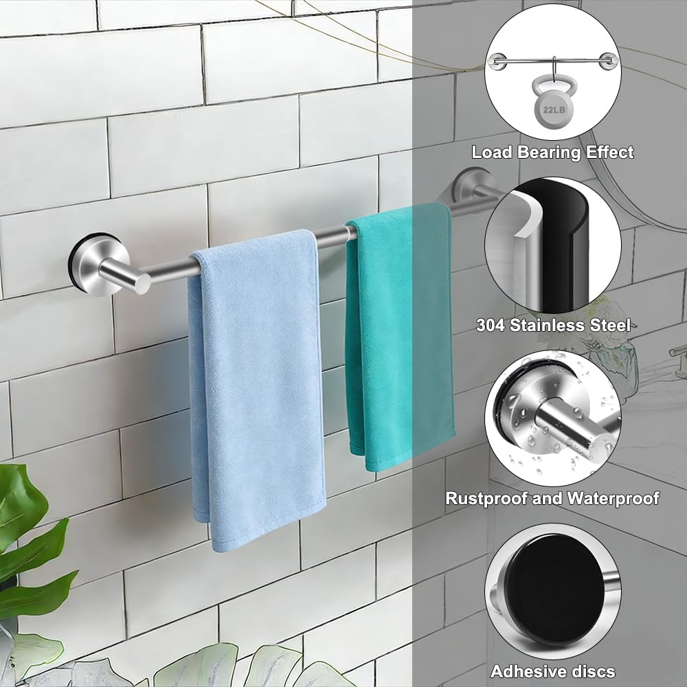 Toallero baño acero inox ajustable con ventosa