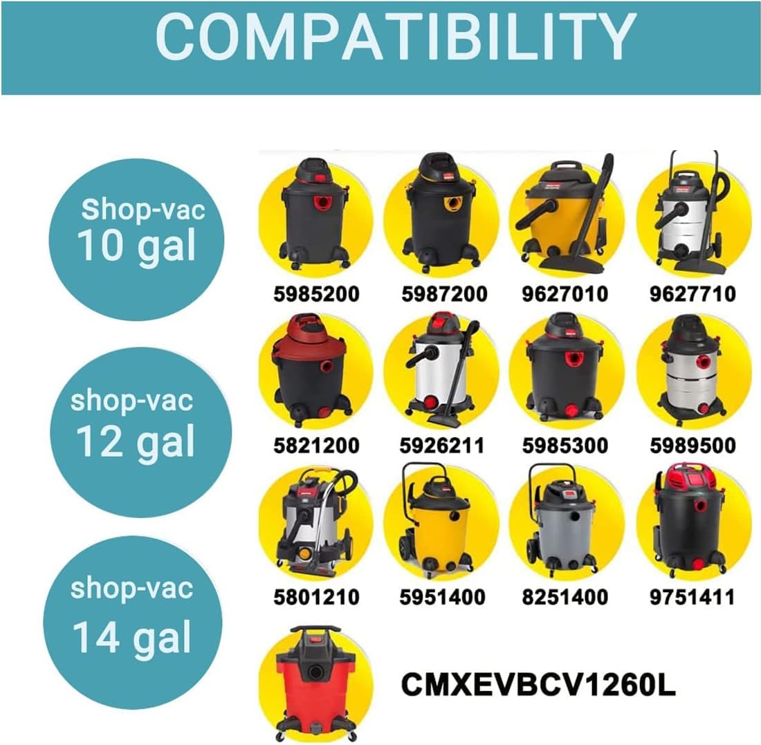 Pack 6 bolsas vacío compatibles aspiradora 10-14gal doble capa