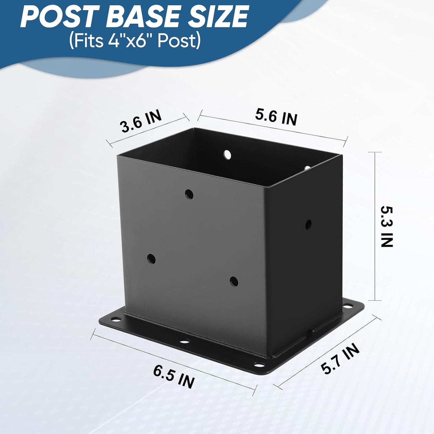 2 Soportes poste cuadrado 3.6x5.6pulg resistente para valla