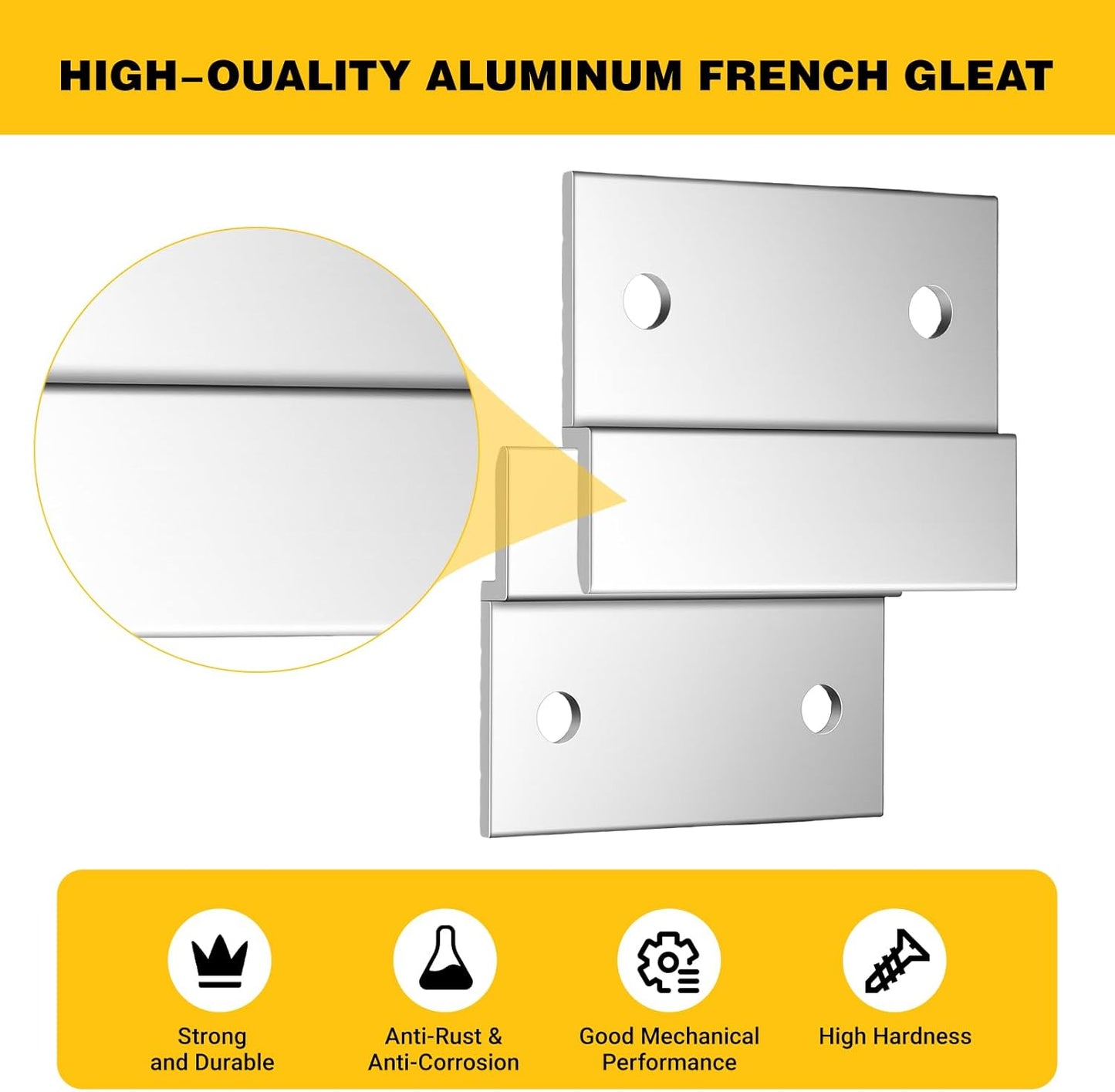 30 Ganchos franceses Z aluminio plateado 2pulg soporte pared