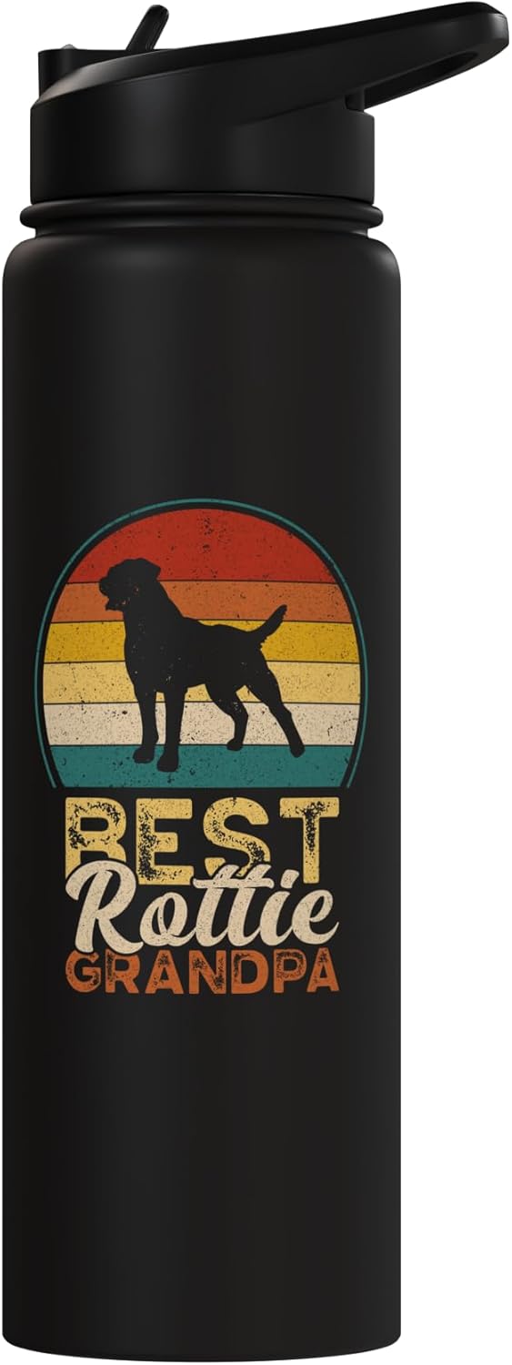 Botella de agua acero inoxidable aislada para perro Rottweiler