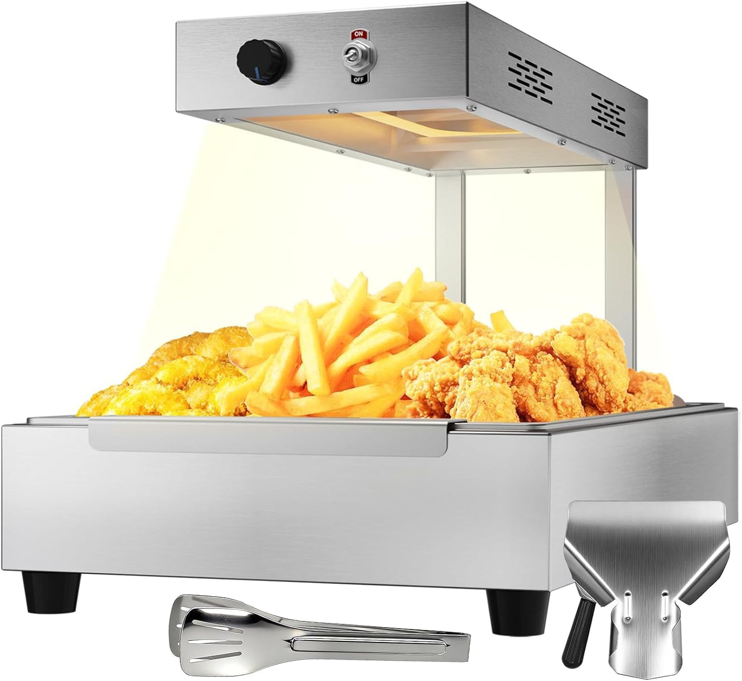 Calentador papas fritas 600W acero inox con espátula