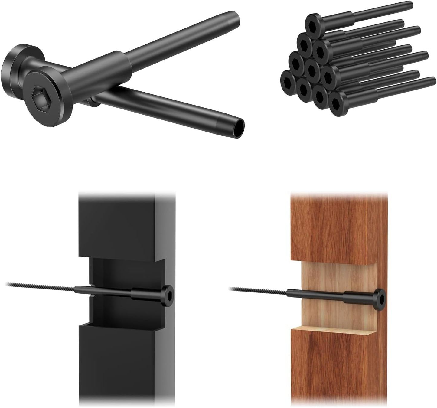 Pack 10 Barandillas Invisibles Negro 1/8pulg Acero Inox T316