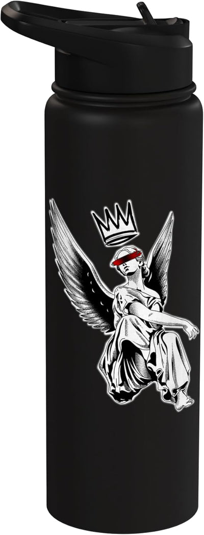 Bottella de agua aislada Angel King Crown Christian Streetwear acero inoxidable