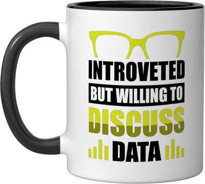Taza de cerámica negra/blanca Introveted pero dispuesta a discutir datos