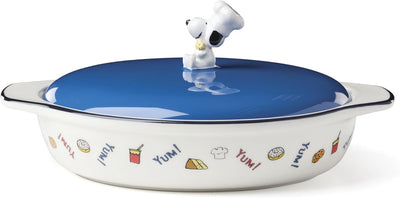 Cazuela cubierta Snoopy de porcelana apta para horno y lavavajillas