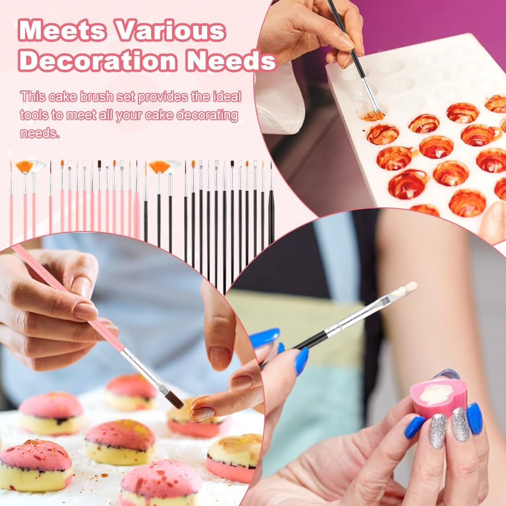 Set 30 Pinceles Decoración Pasteles con 3 Herramientas Tallar