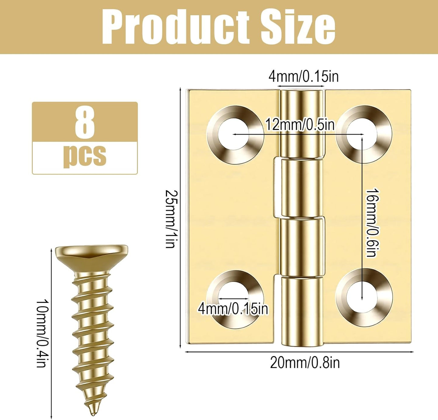 8 Pzas Bisagras Mini para Caja Joyas de Madera