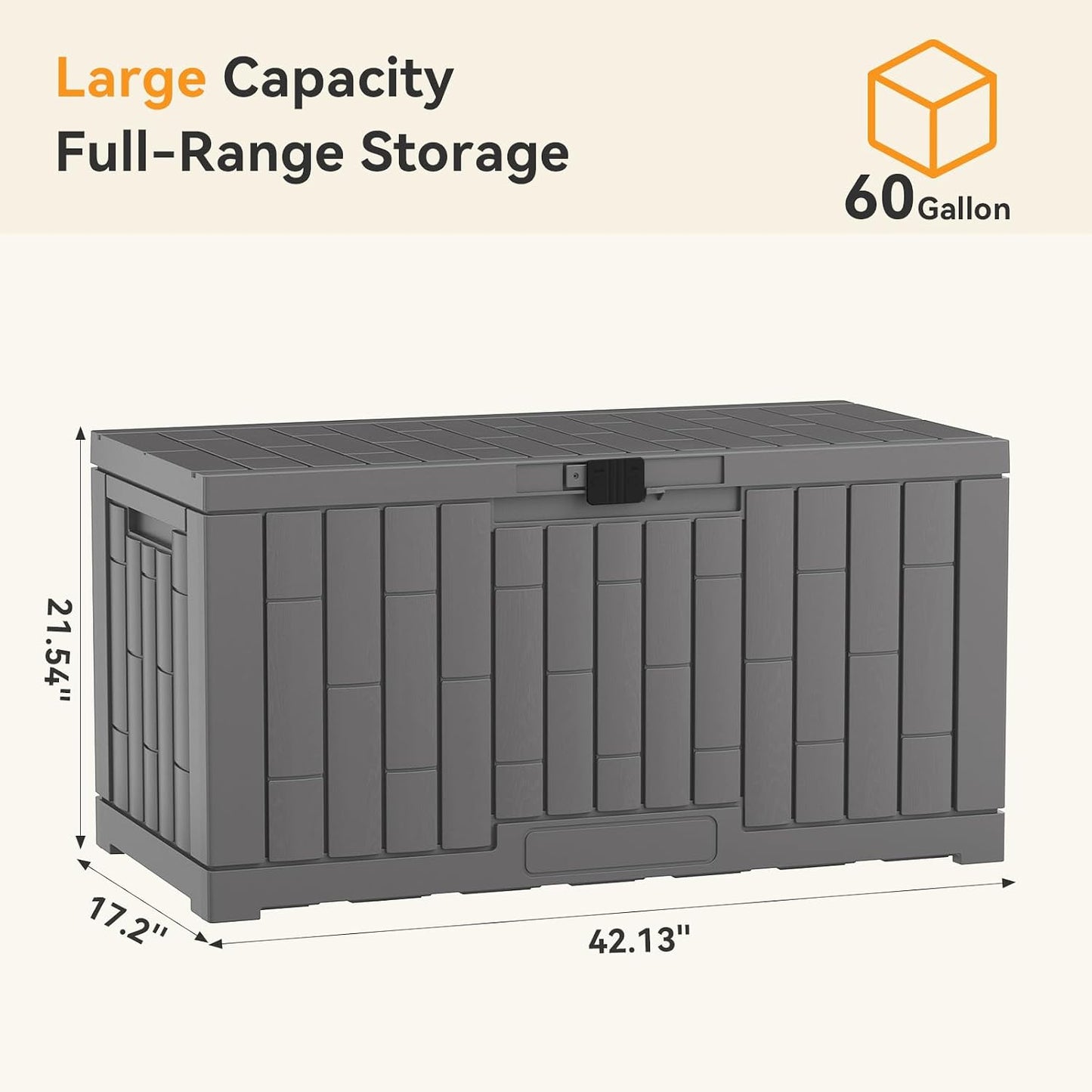 Caja terraza 60gal impermeable con tapa cerradura banco patio