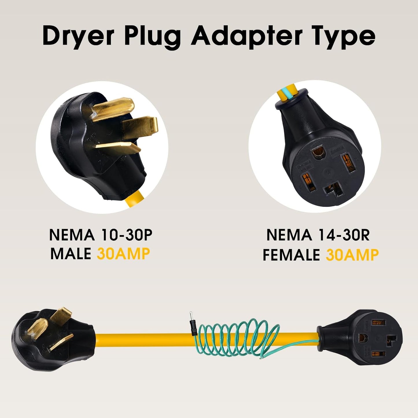 Cable adaptador secadora 10-30P a 14-30R