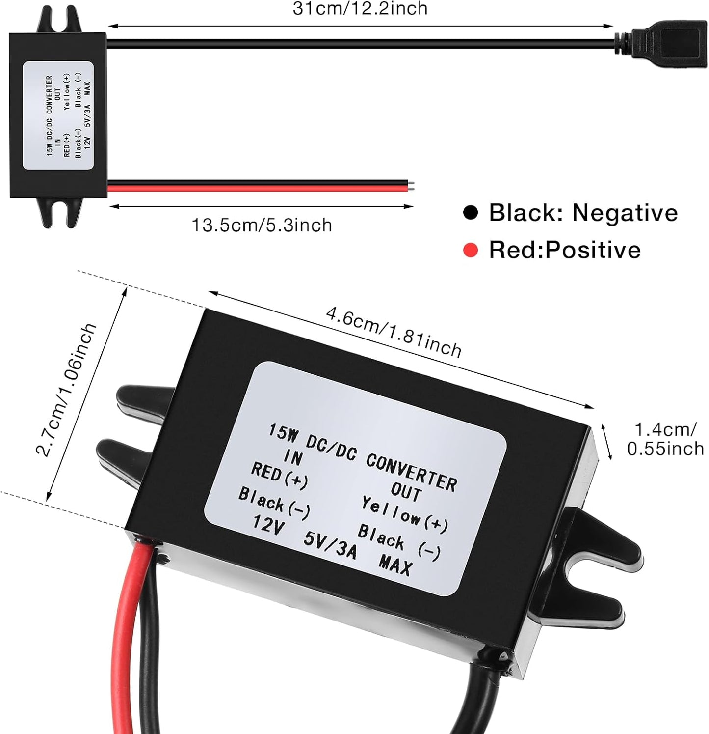 Convertidor 12v a 5v USB coche 16 pzas