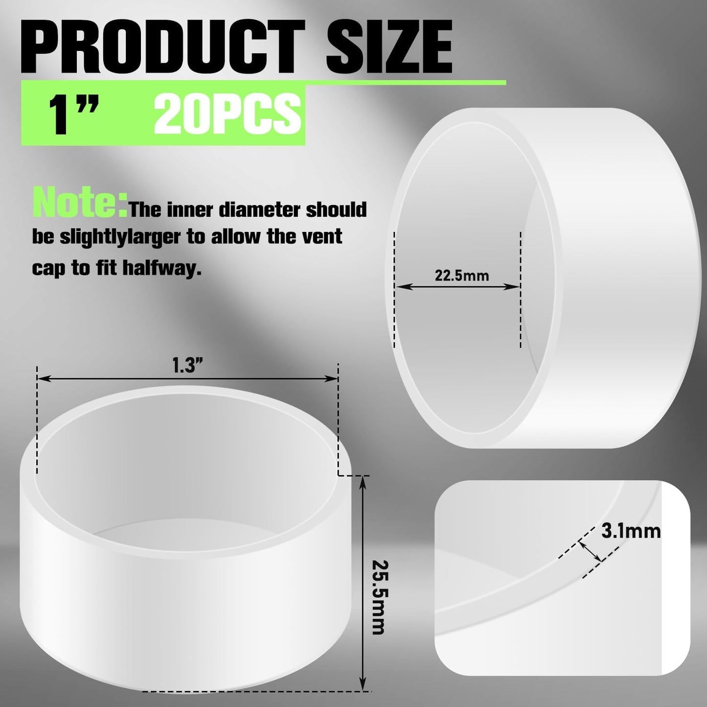 20 Tapas Antiderrap PVC 1pulg para Muebles 1.315pulg