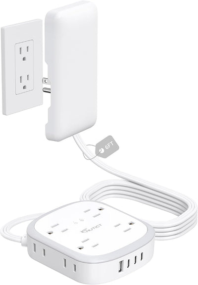 Cable extensión enchufe plano 6 pies 8 salidas USB C y USB 13A