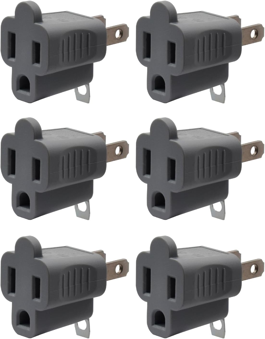 Adaptador 2 a 3 puntas set 6 gris certificado ETL