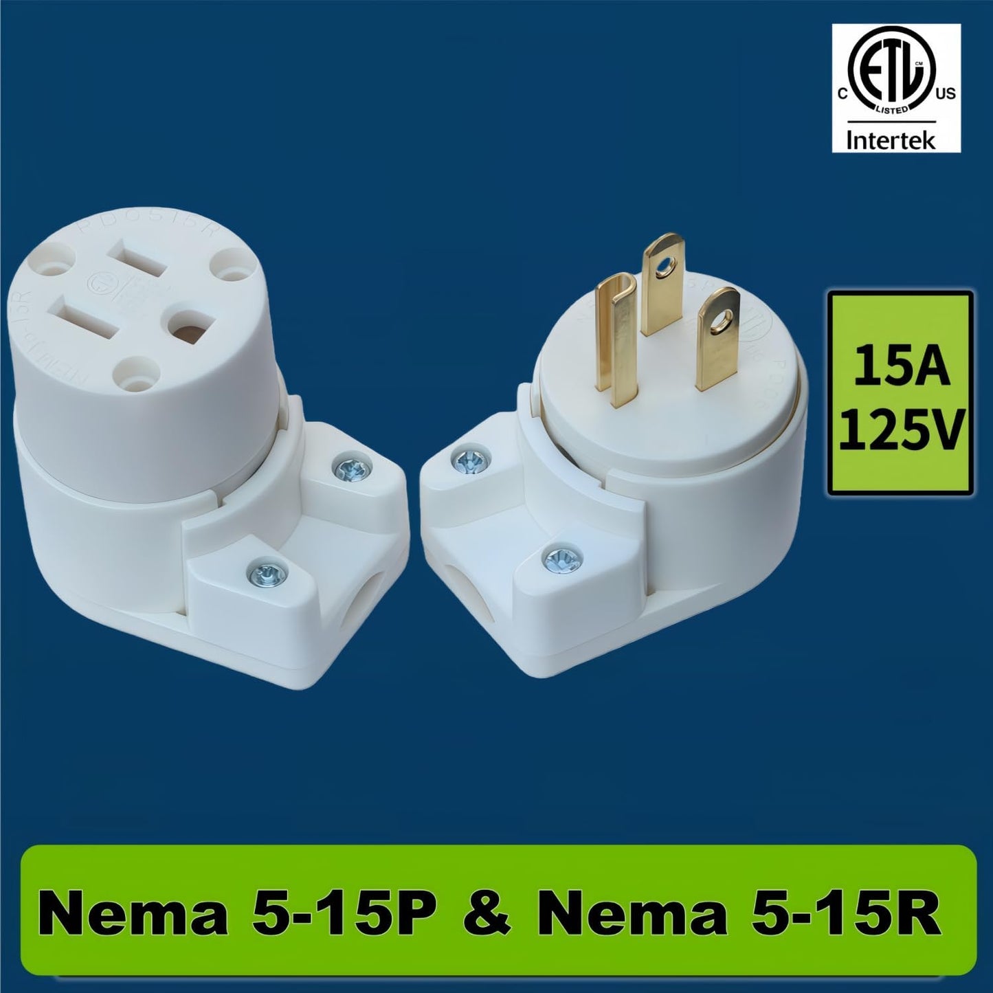 Enchufe NEMA 5-15R y 5-15P 15A 125V con cable industrial