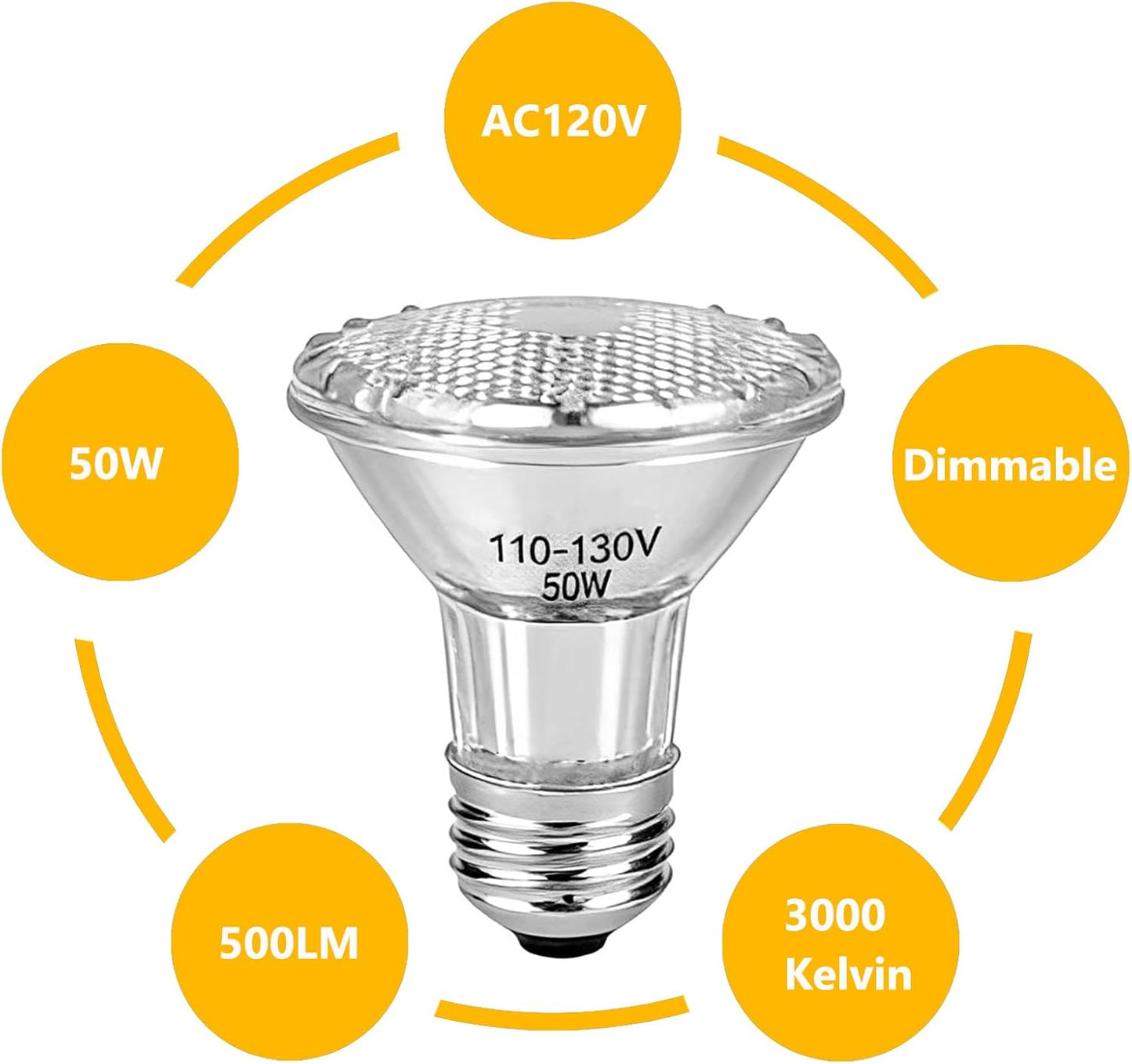 Lámpara Halógena PAR20 50W E26 3000K para Iluminación Empotrada