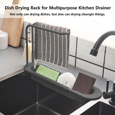 Organizador fregadero cocina con soporte toallas y colador drenaje