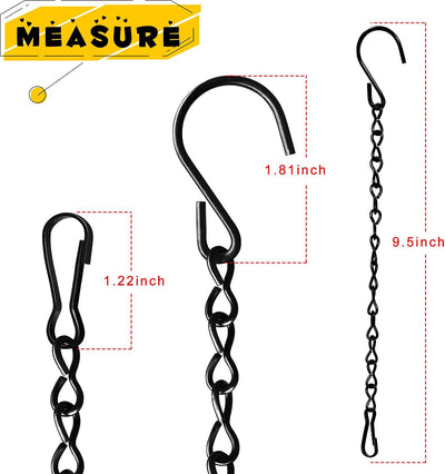 12 Cadenas Colgantes 9.5pulg para Comederos Pájaros y Adornos Negro
