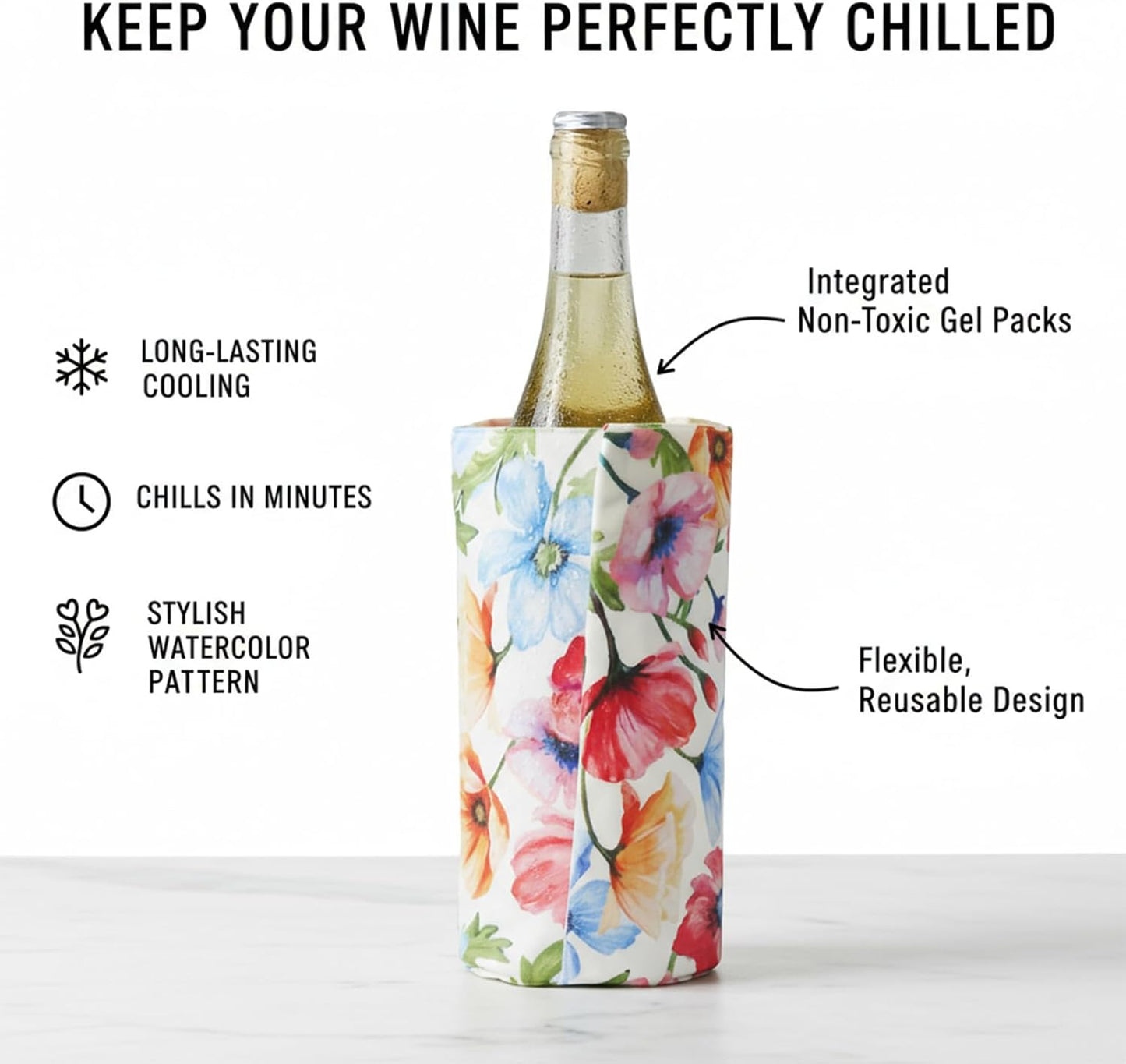 Funda enfriadora para botellas de vino, paquete de 2 reutilizable
