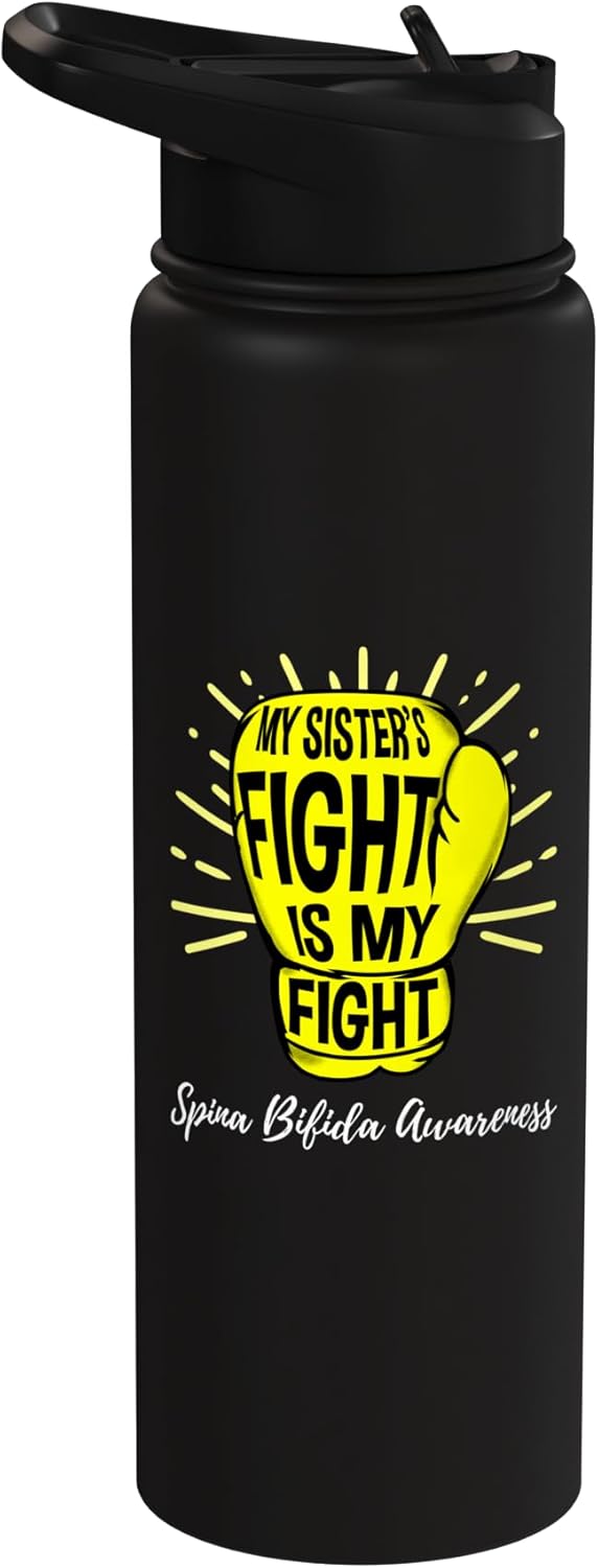 Botella de agua acero inoxidable sin BPA con mensaje Spina Bifida