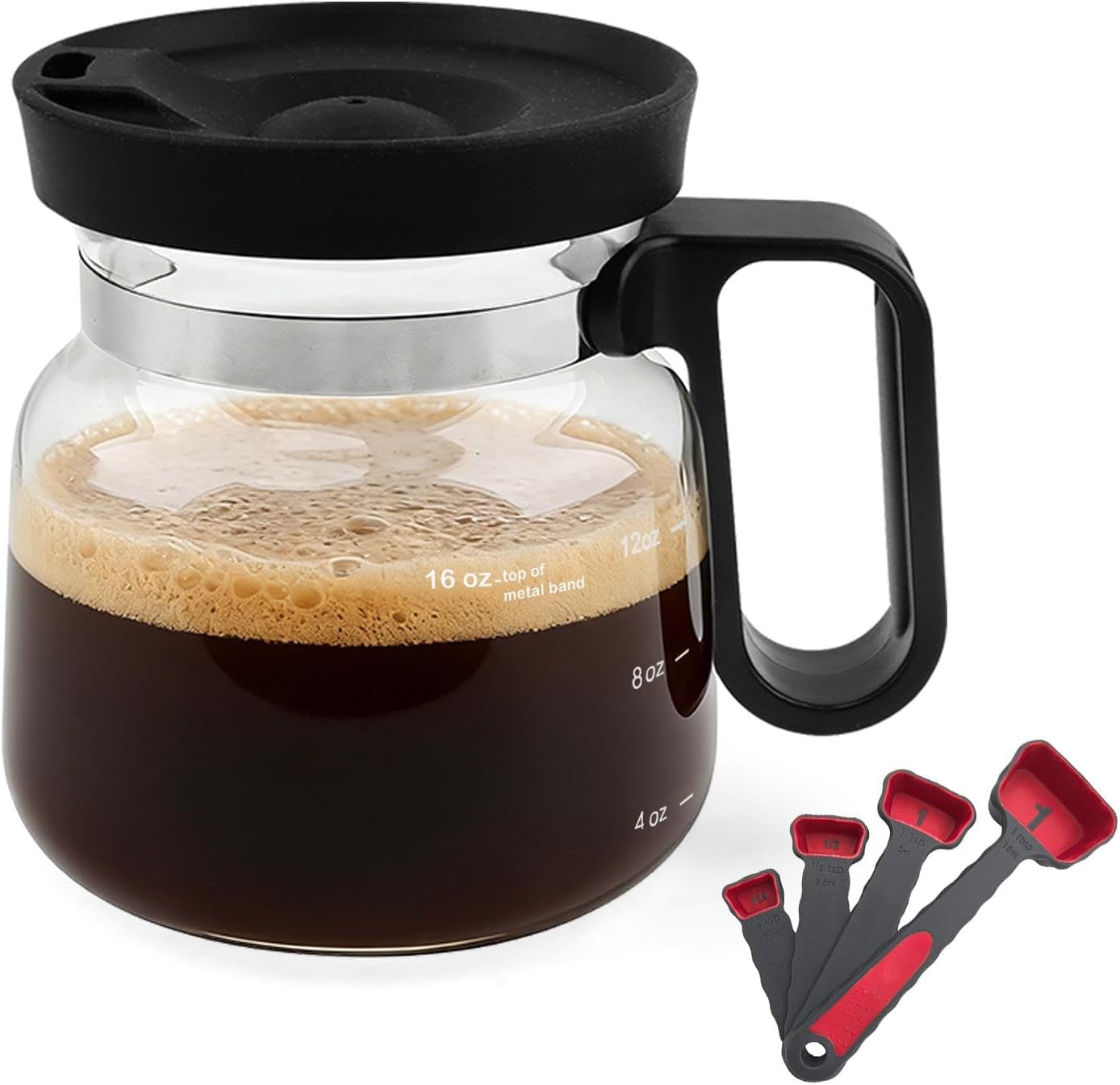 Taza de café mini 16 oz con tapa a prueba de derrames y 4 cucharas medidoras
