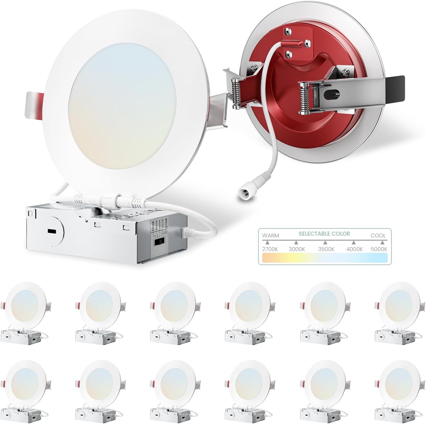12 Luces LED empotrables 4pulg clasif. fuego 2h 5CCT
