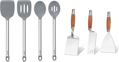 Juego de 7 utensilios de cocina Vayvnt con espátulas de acero inoxidable