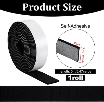Tiras fieltro autoadhesivas 197pulg negras para muebles