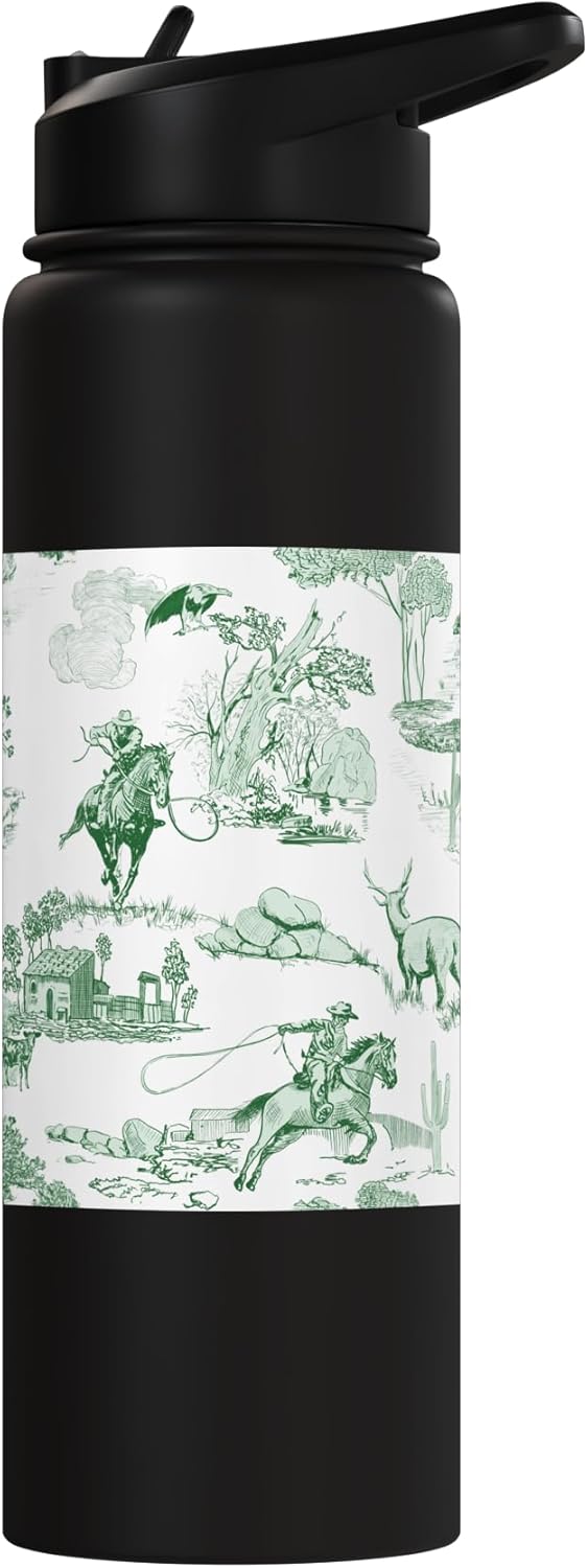 Botella agua acero inox aislada verde bosque