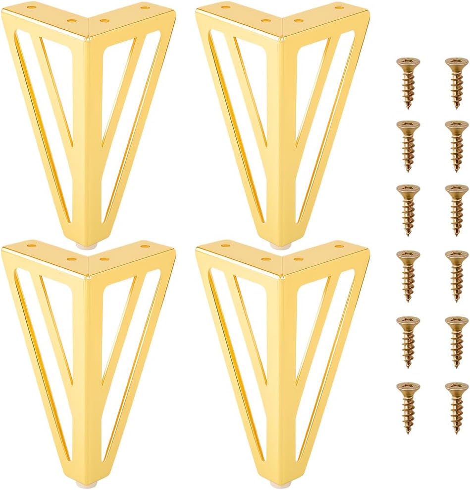 4 Pzas Patas Mueble Metal Dorado Triangular Reparacion